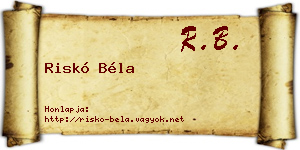 Riskó Béla névjegykártya